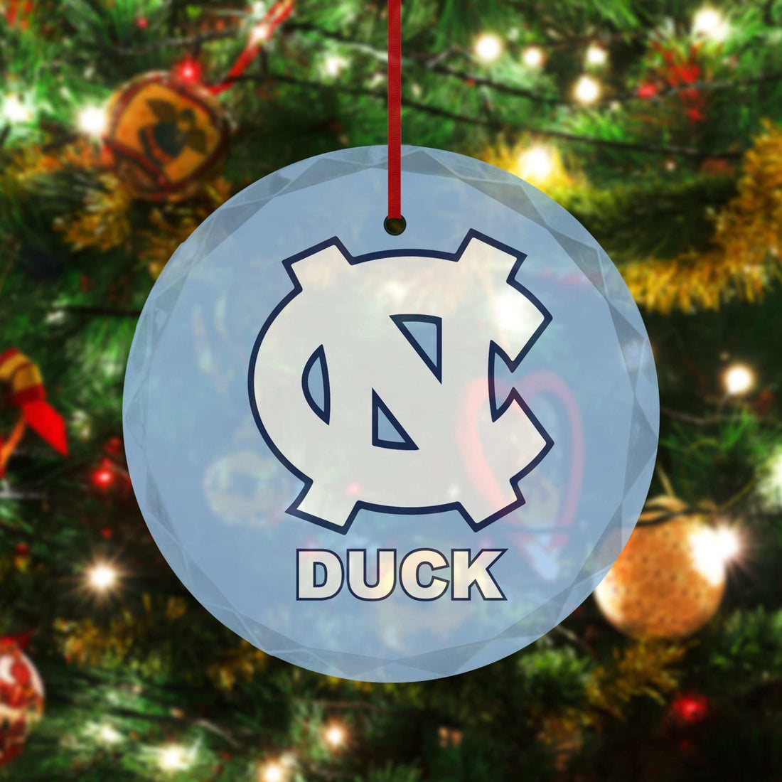 Adornos de los Tar Heels de Carolina del Norte, memorables personalizados, mamá y papá de Carolina, regalo para compañero de trabajo, adornos de cristal CN