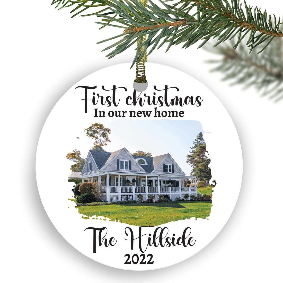 Nuestro primer adorno de Navidad familiar | Decoración de árbol de cerámica personalizada y recuerdo para los recuerdos navideños y las nuevas tradiciones