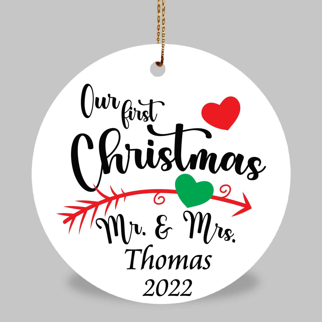 Nuestros primeros adornos de Navidad, decoración del árbol de Navidad, primera Navidad, adornos de cerámica personalizados de Navidad, recuerdos de Navidad