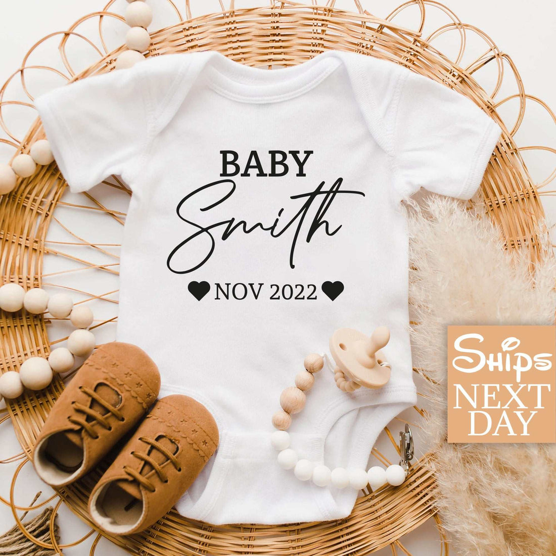 Body de bebé personalizado para el anuncio del apellido, Onesie personalizado, Camiseta de bebé con imagen personalizada, Camiseta de bebé personalizada