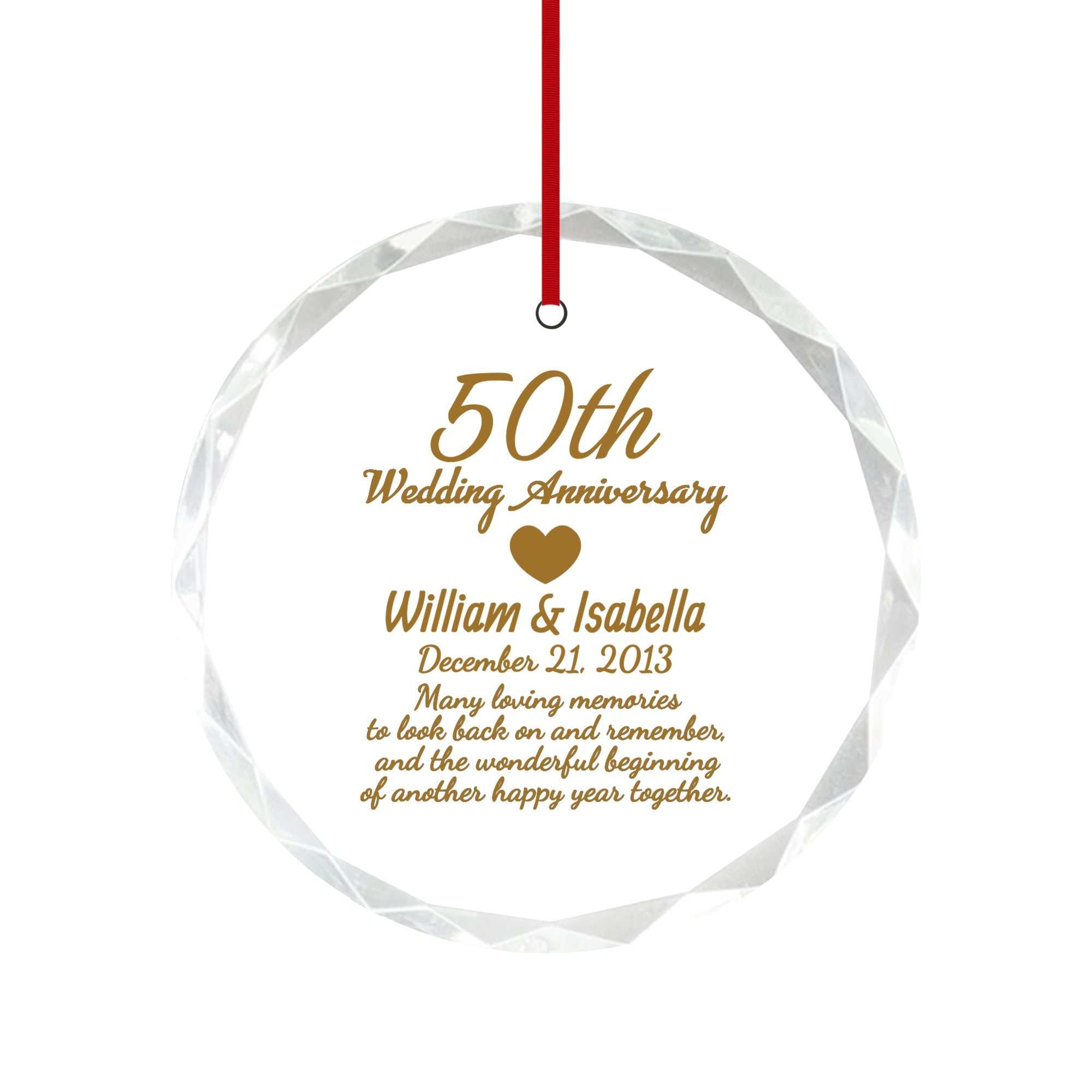 Personalized 50th Anniversary Glass Ornament | Golden Wedding Religious Keepsake – Custom Gift for Couples or Parents