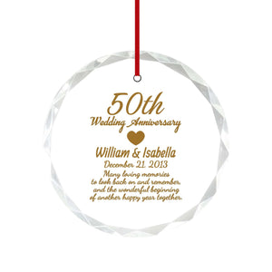 Personalized 50th Anniversary Glass Ornament | Golden Wedding Religious Keepsake – Custom Gift for Couples or Parents