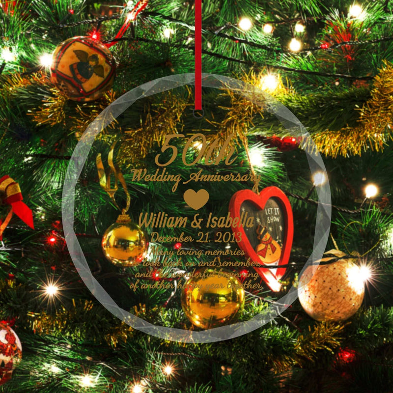 Personalized 50th Anniversary Glass Ornament | Golden Wedding Religious Keepsake – Custom Gift for Couples or Parents