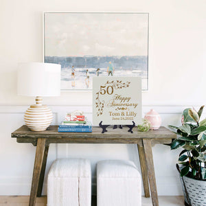Personalized 50th Anniversary Square Plate | Golden Wedding Keepsake Gift for Parents or Couples – Elegant Custom Design