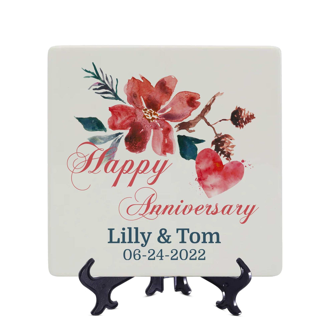 Plato de aniversario personalizado, Plato cuadrado de cerámica blanca para aniversario, Plato de servir, Plato de cena, Vajilla, Regalo personalizado