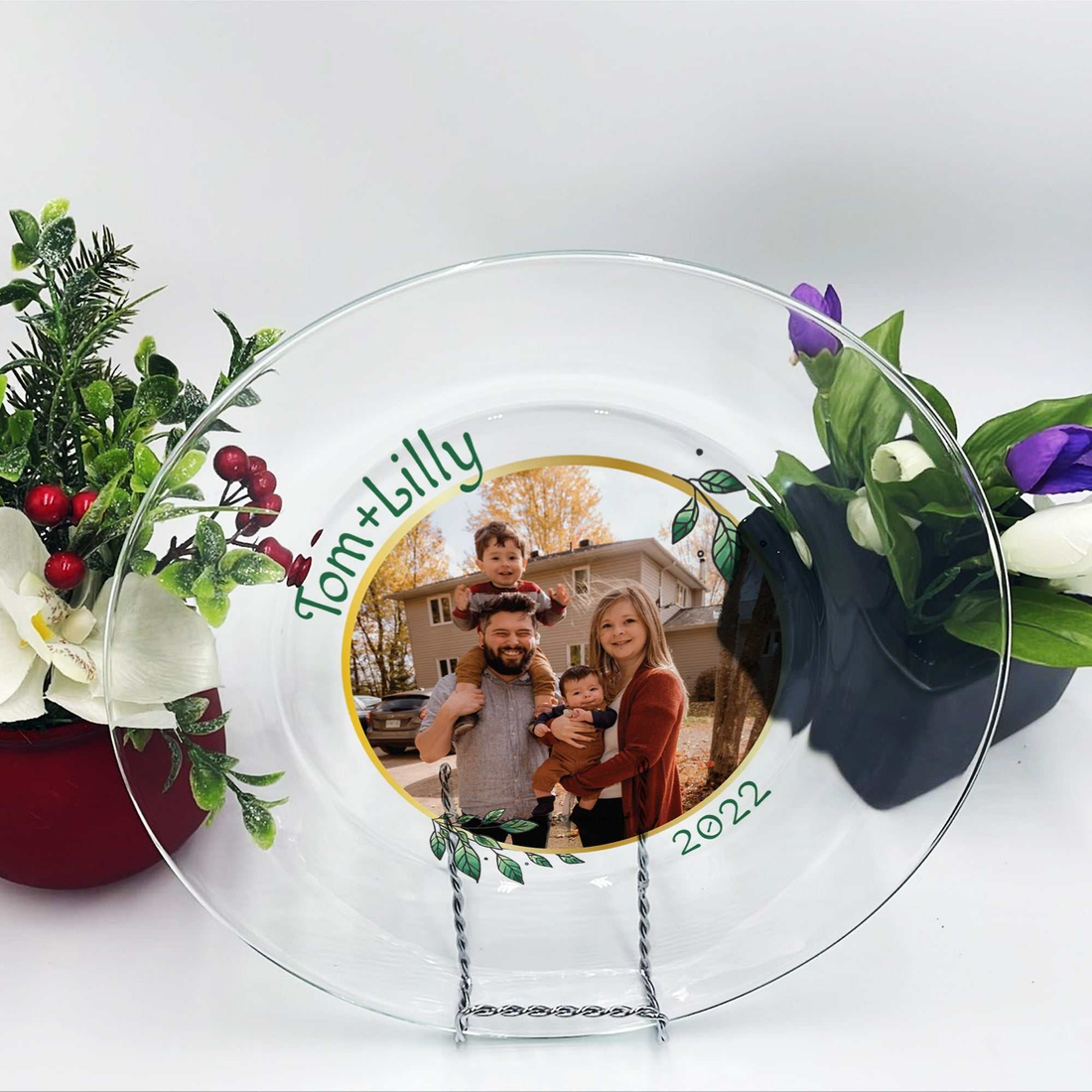 Platos de cristal personalizados para cumpleaños, Platos de cristal para postres de boda, Platos de cristal para pasteles, Platos de cristal para boda "Mr & Mrs."