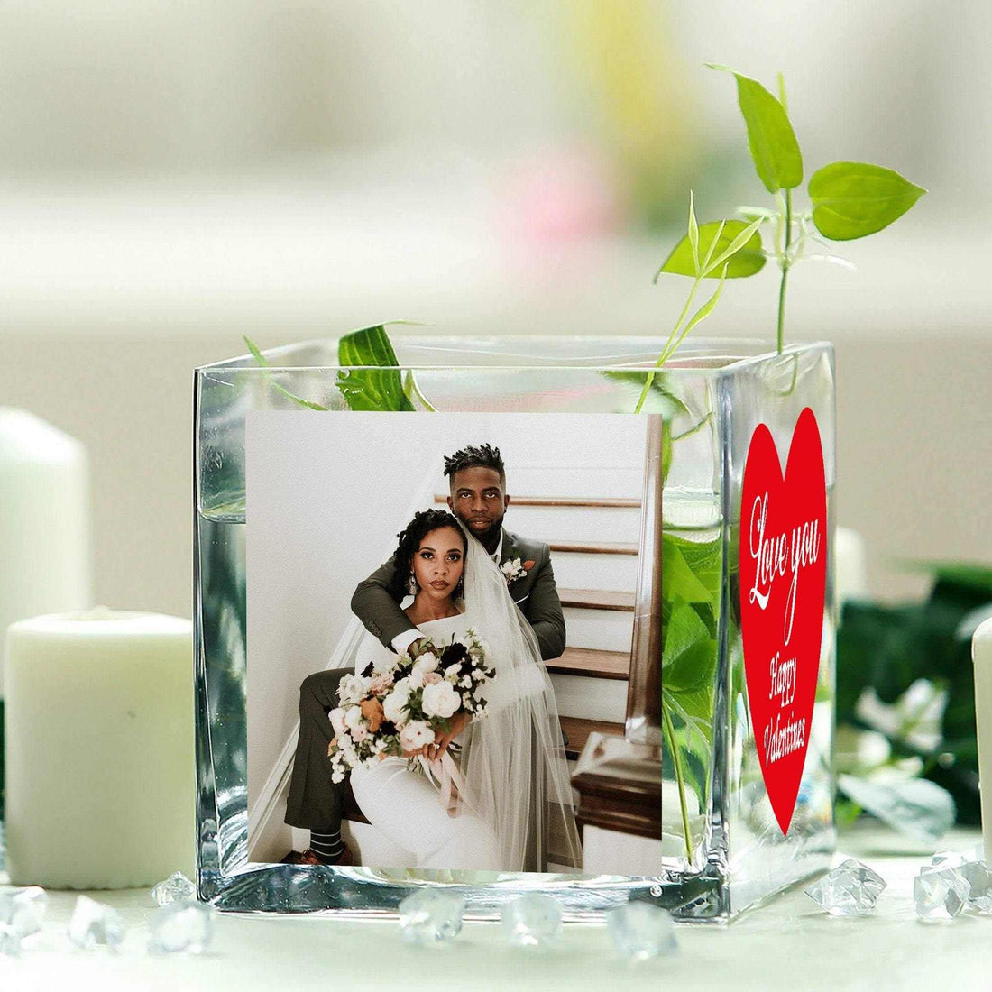 Florero de cristal personalizado, florero de cristal con imagen personalizada, regalo de boda para pareja, cumpleaños, aniversario, foto en florero