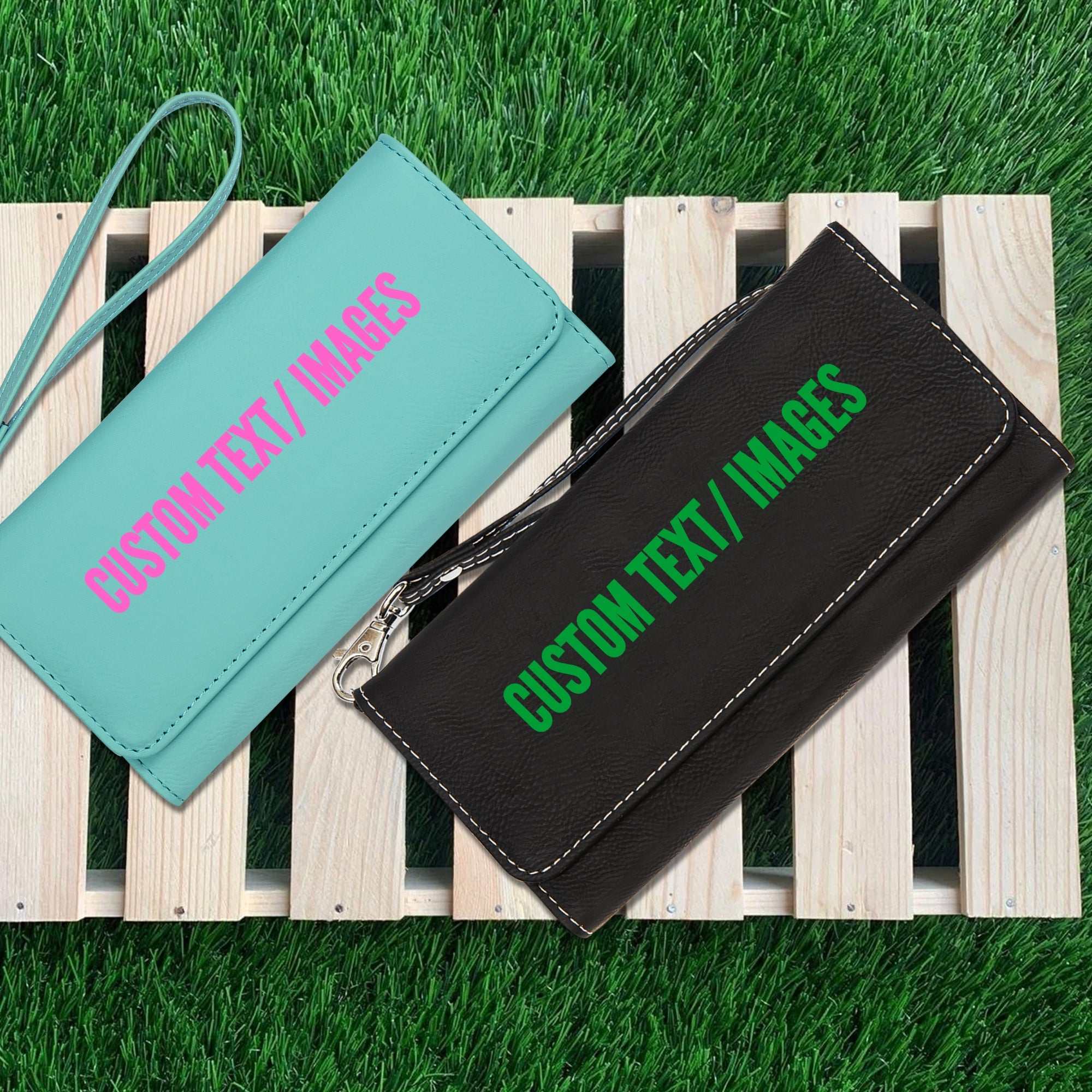 Personalized Leatherette Best Quality Wallet with Strap Bag, Leatherette Wallet with Strap, Customizable Purse, Mother's Day Gift