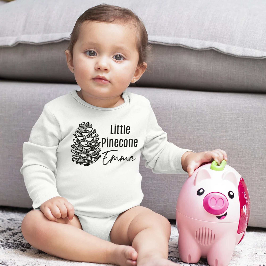 Body de bebé Little Pinecone personalizado, Body de bebé para anunciar el embarazo, Body de bebé con nombre, Camiseta personalizada para bebé niña