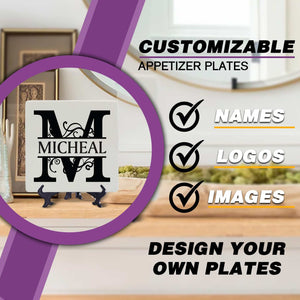 Personalized Monogram Plate | Monogram with Last Name | Square Plate | Anniversary Plate | Home Decor