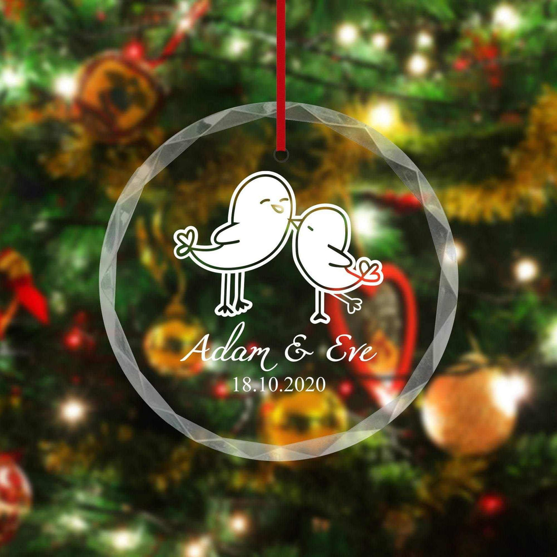 Adornos personalizados para parejas, Adornos de cristal personalizados, Adornos con apellidos, Adornos de cristal de aniversario, Regalos de Navidad