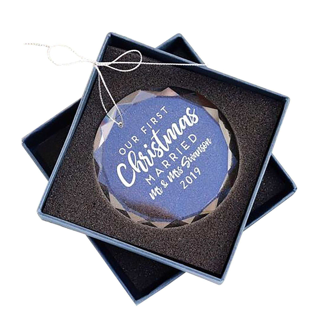 Adornos personalizados para parejas, Adornos de cristal personalizados, Adornos con apellidos, Adornos de cristal de aniversario, Regalos de Navidad