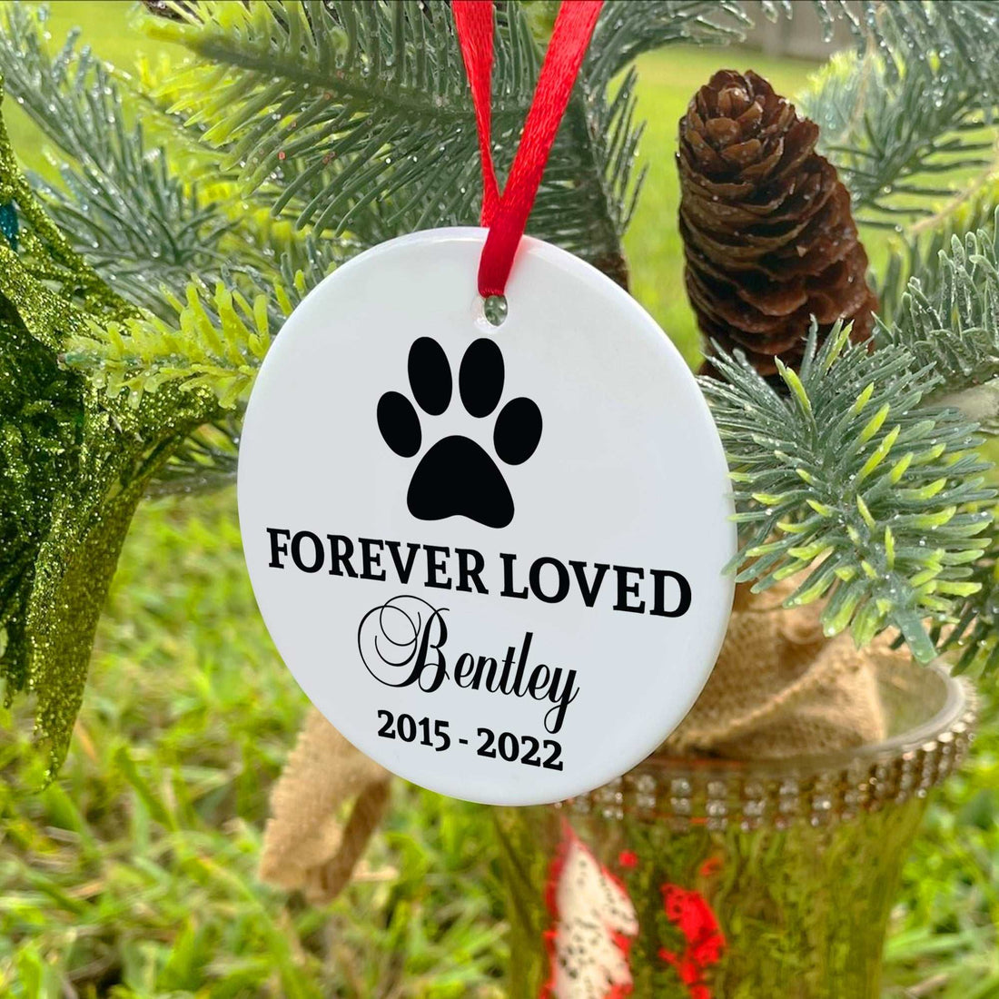 Adorno personalizado para mascotas, adorno de Navidad, adorno conmemorativo para perro o gato, adorno de Navidad conmemorativo para mascotas, adornos de cerámica