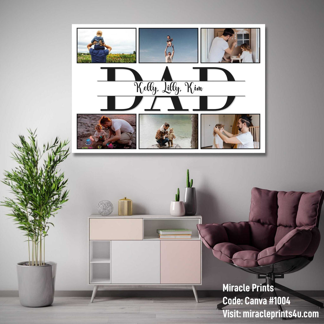 Lienzo de fotos personalizado, lienzo para el Día del Padre, impresión de lienzo personalizada, arte de pared, regalo de cumpleaños para papá, regalo para papá de parte de su hija, decoración de pared
