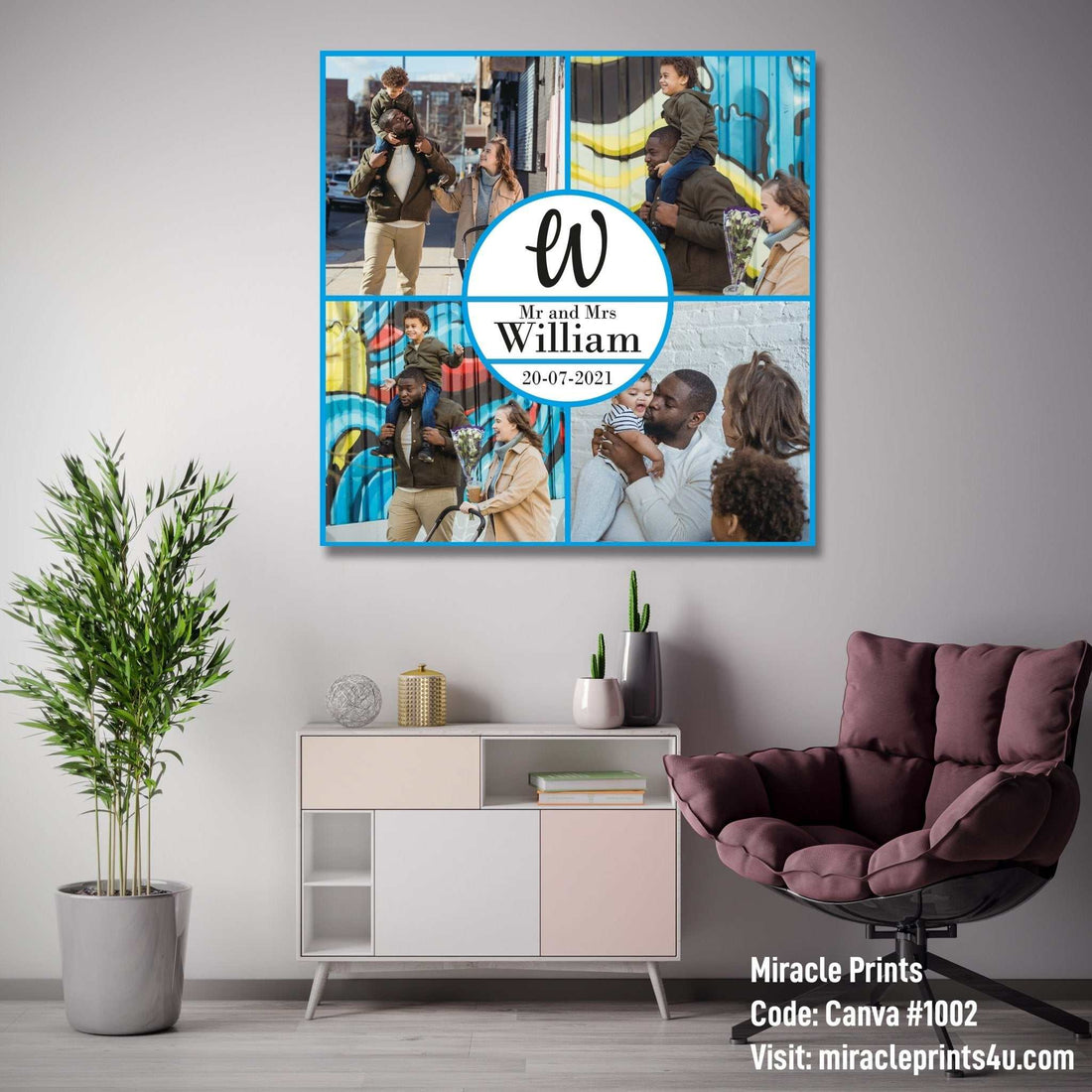 Lienzo de fotos personalizado - Arte de pared personalizado para Mr y Mrs - Regalo ideal de cumpleaños para papá y decoración de pared