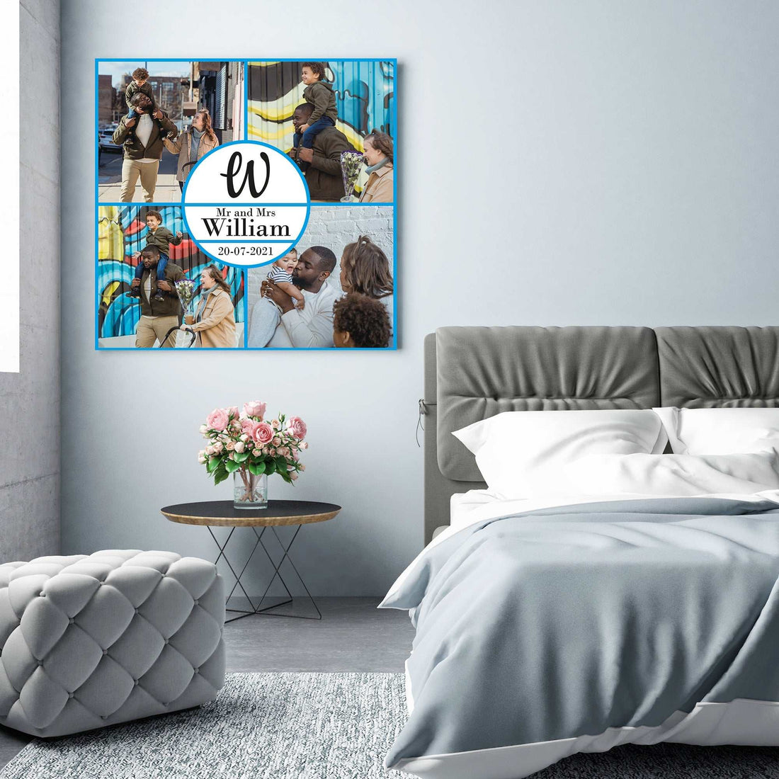 Lienzo de fotos personalizado - Arte de pared personalizado para Mr y Mrs - Regalo ideal de cumpleaños para papá y decoración de pared