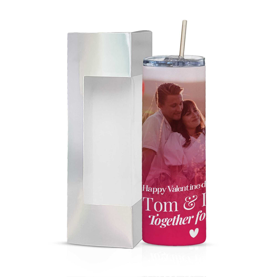 Vaso térmico personalizado con foto, envoltorio personalizado para vaso térmico de San Valentín, vaso térmico estrecho de 20 oz con foto para mujer, regalos de San Valentín, regalo memorable