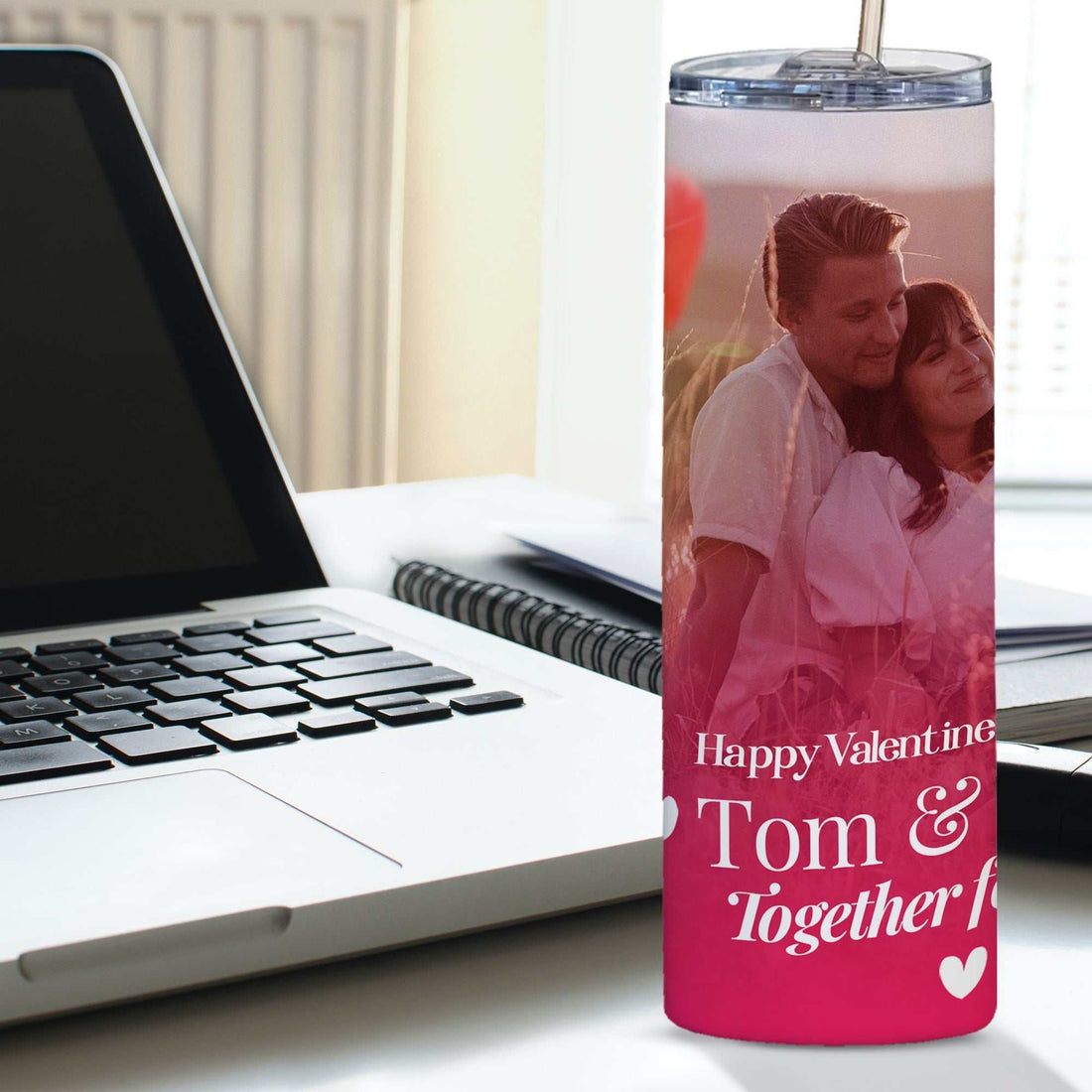 Vaso térmico personalizado con foto, envoltorio personalizado para vaso térmico de San Valentín, vaso térmico estrecho de 20 oz con foto para mujer, regalos de San Valentín, regalo memorable