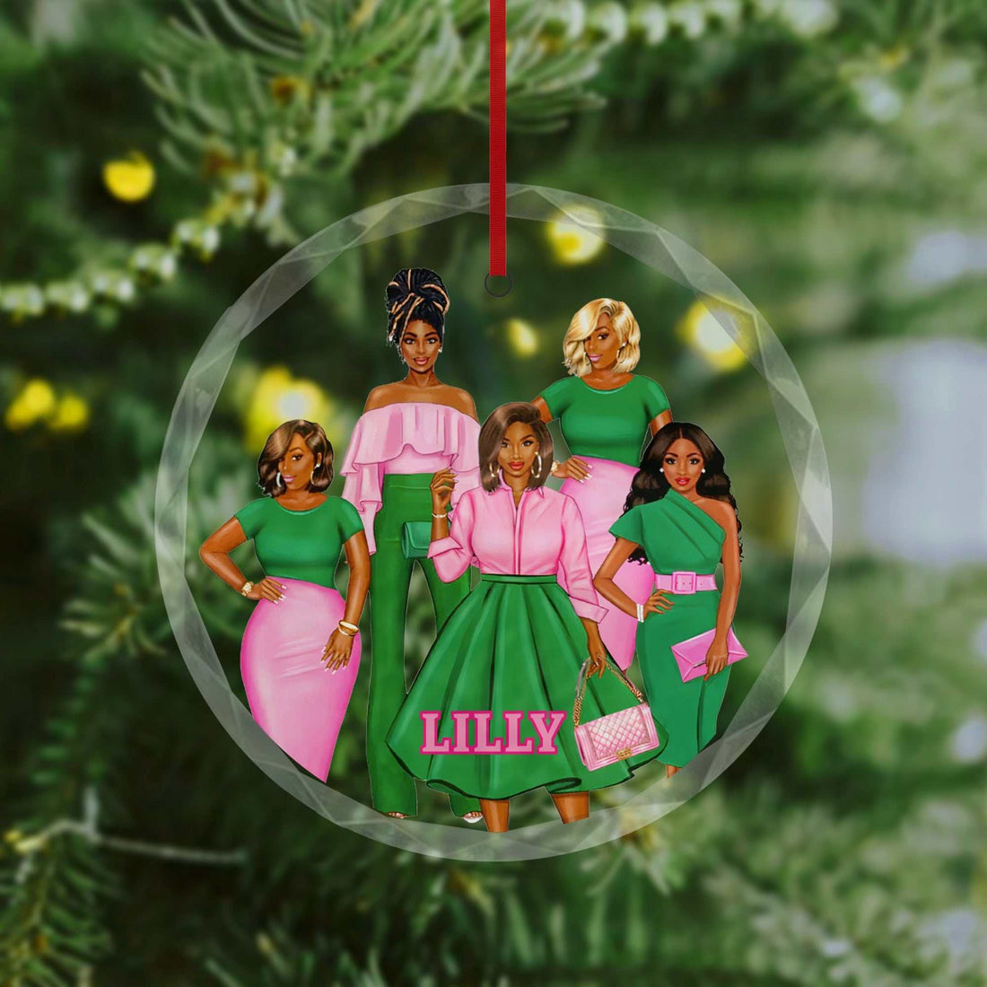 Adorno de Navidad Personalizado Hermandad, Adorno de Navidad Personalizado Hermandad, Adorno de Cristal, Chica Bonita, regalo de hermandad