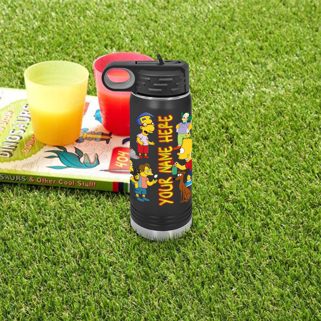 Botellas de agua personalizadas de Los Simpson - Botellas de acero inoxidable para niños - Botellas de agua aisladas - Botella de agua Polar Camel - Regalos personalizados