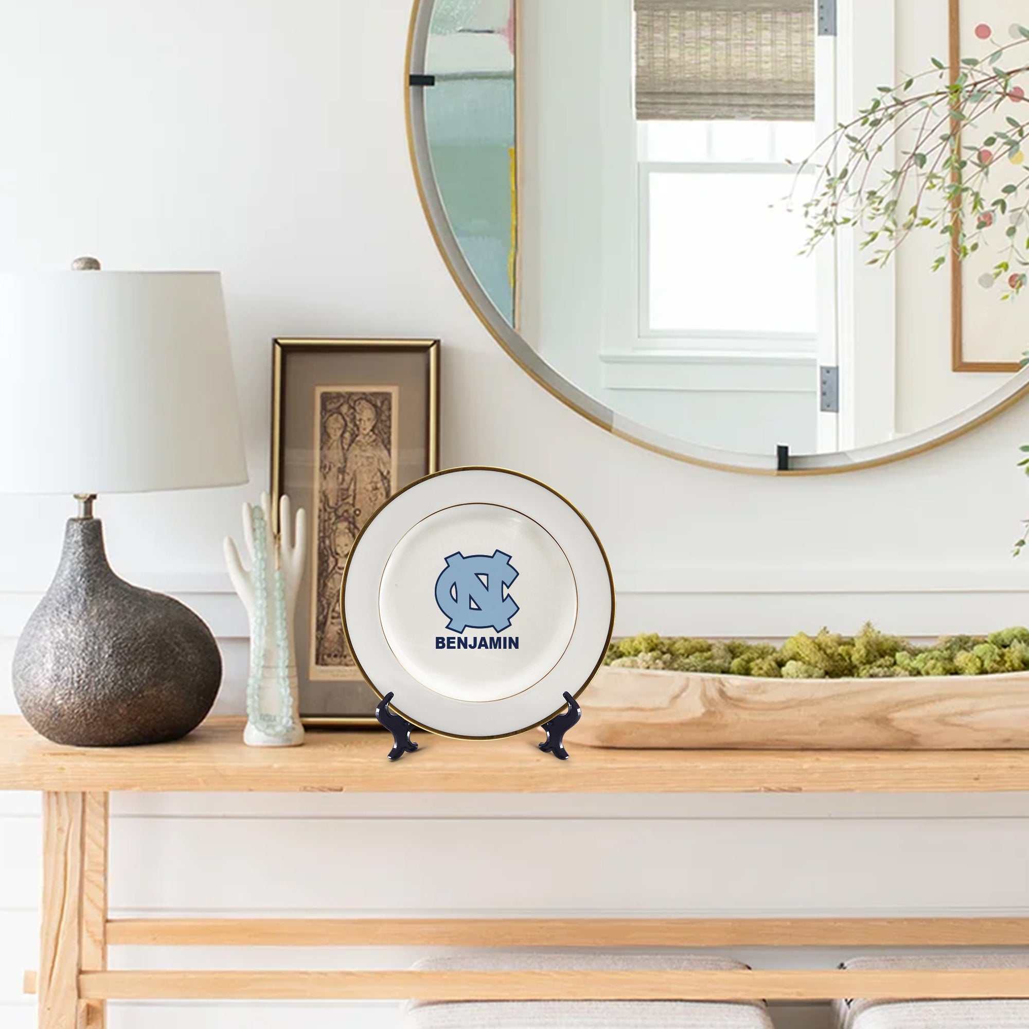 Personalized UNC Tarheels Ceramic Plate Decor UNC Tar Heels Fan Plate.