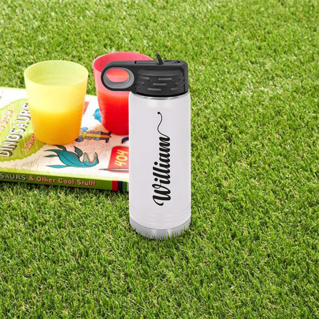 Botellas de agua personalizadas, botella de agua con pajita, botella de agua aislada personalizada, botella de agua con nombre, botella de agua a medida
