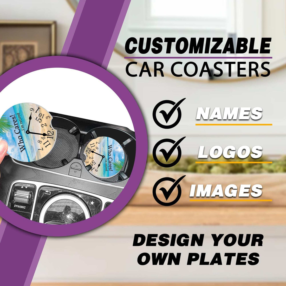 Posavasos de coche para jubilación, Regalo de jubilación, Regalos de jubilación para hombres o mujeres, Regalos de jubilación personalizados
