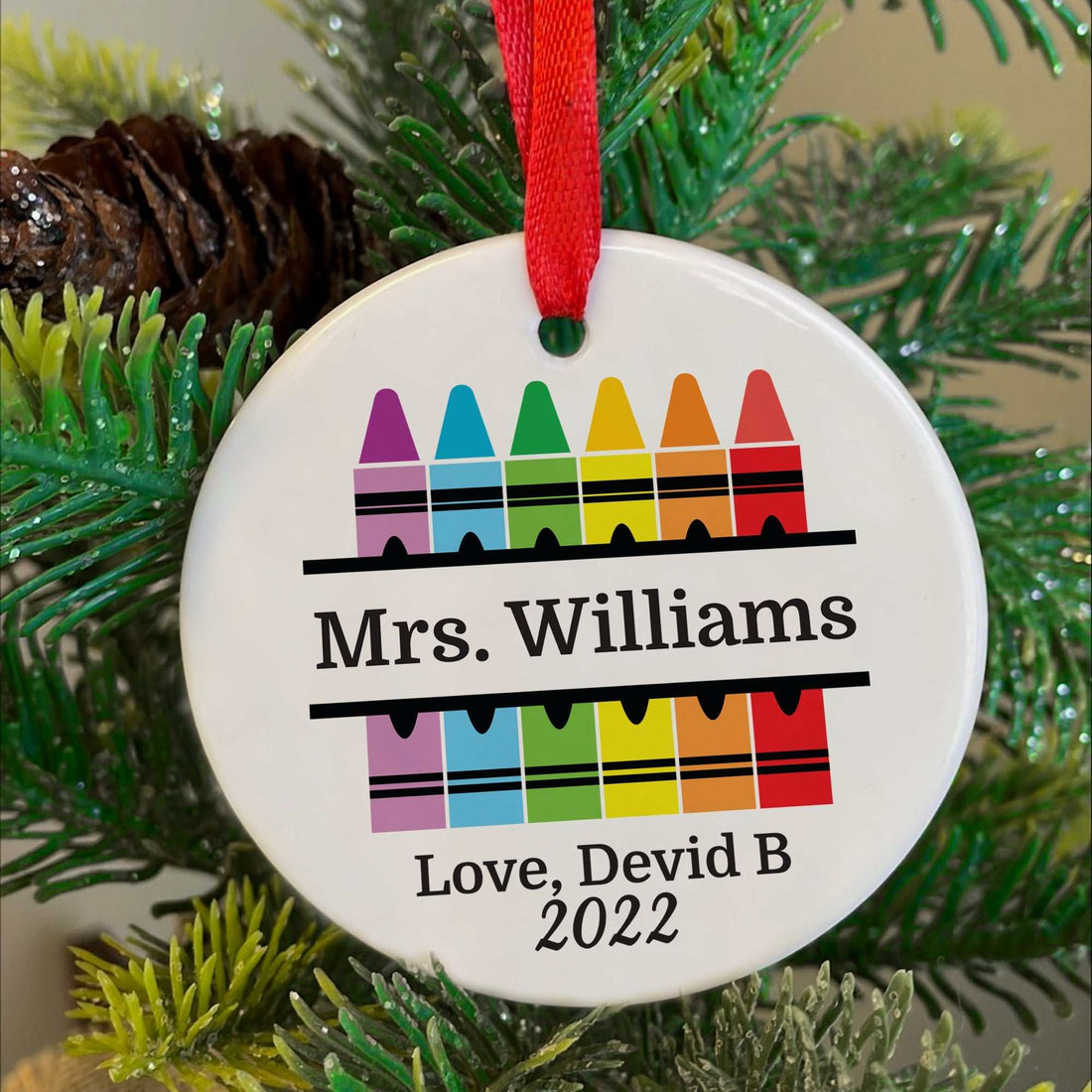 Adorno de Navidad para Maestra, Adorno de Navidad Personalizado para Maestra, Regalo para Maestra, Adornos de Cerámica, Jubilación de Maestra