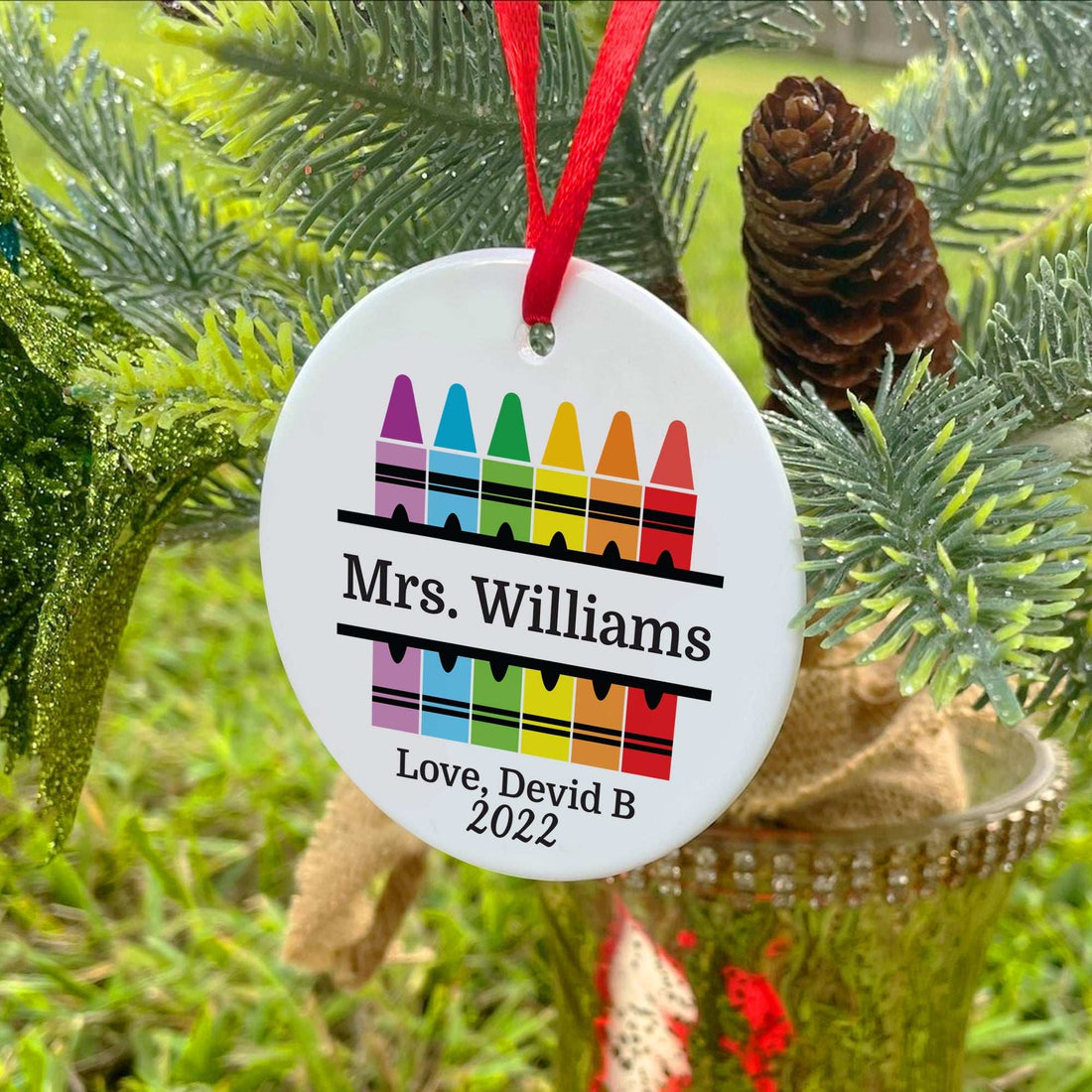 Adorno de Navidad para Maestra, Adorno de Navidad Personalizado para Maestra, Regalo para Maestra, Adornos de Cerámica, Jubilación de Maestra