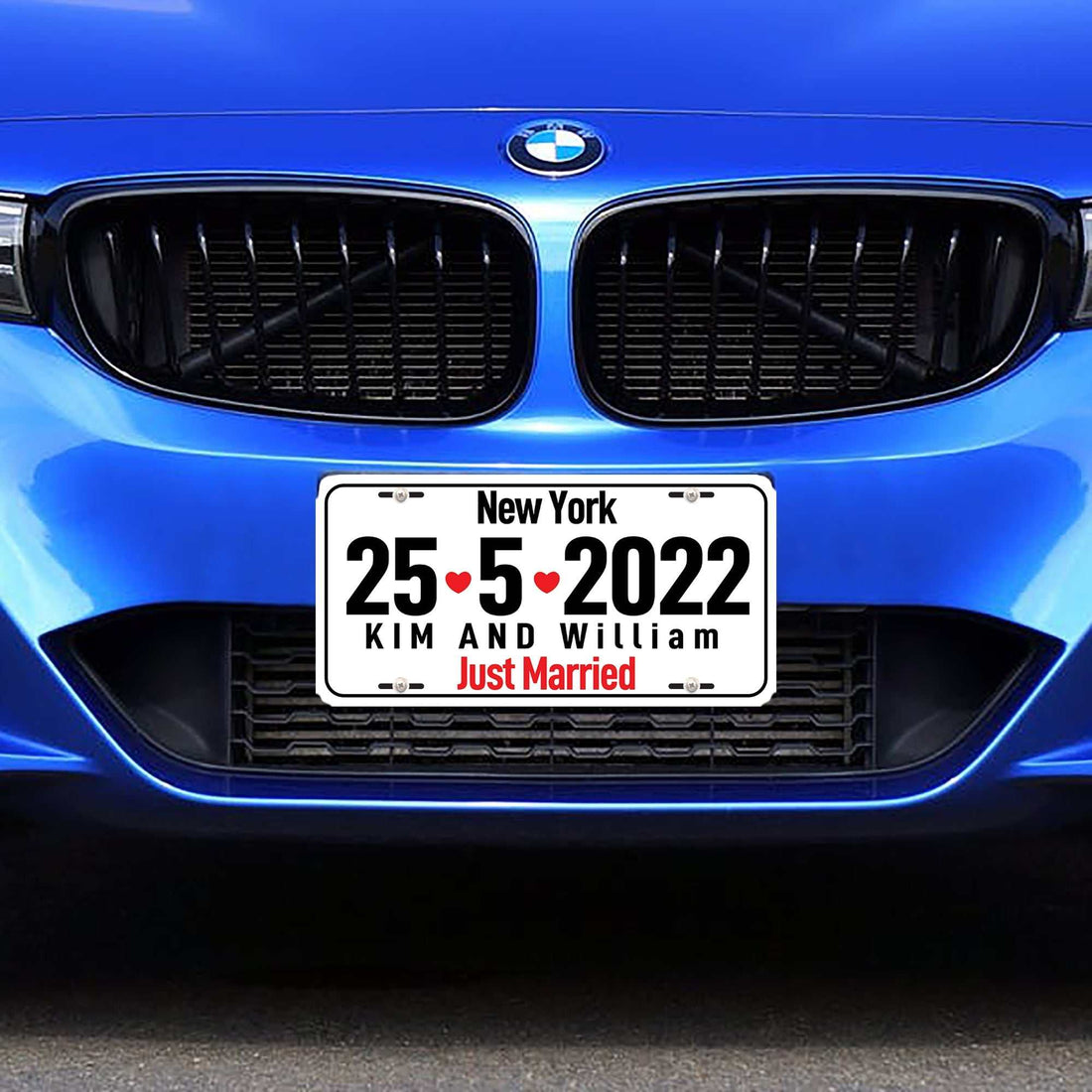 Matrícula de boda - Recién casados Sr y Sra - Letrero personalizado para coche de bodas - Matrícula de coche - Licencia de boda
