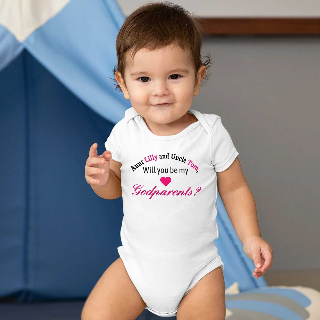 Body de bebé "¿Serán mis padrinos?", Body de bebé para anuncio de embarazo, Body de bebé con nombre, Camiseta personalizada para bebé niña
