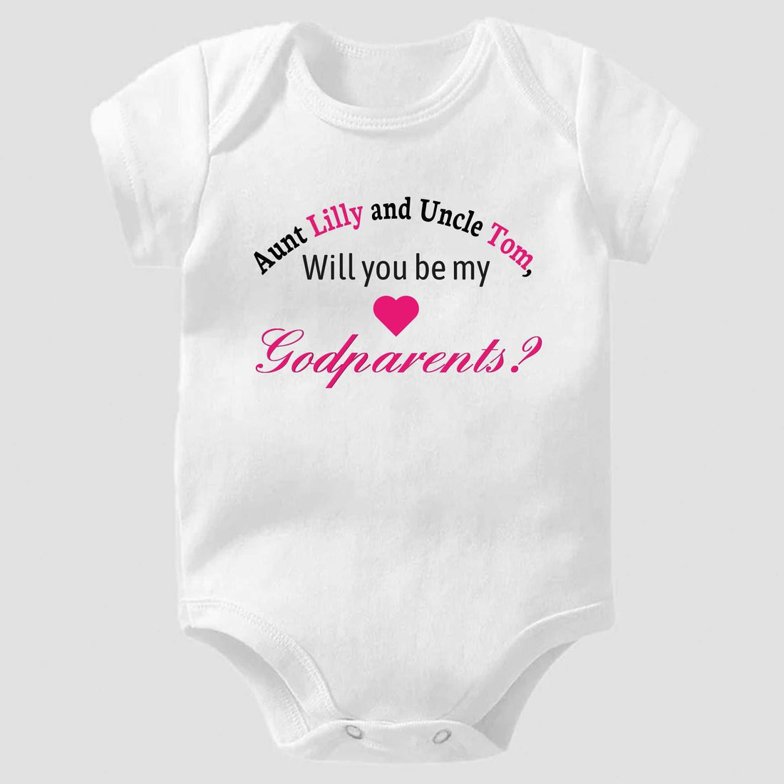 Body de bebé "¿Serán mis padrinos?", Body de bebé para anuncio de embarazo, Body de bebé con nombre, Camiseta personalizada para bebé niña