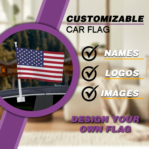 Car Flags, American car flags, personalized flags, Promotional flags, Car accessories, Flags for cars, Personalized gifts