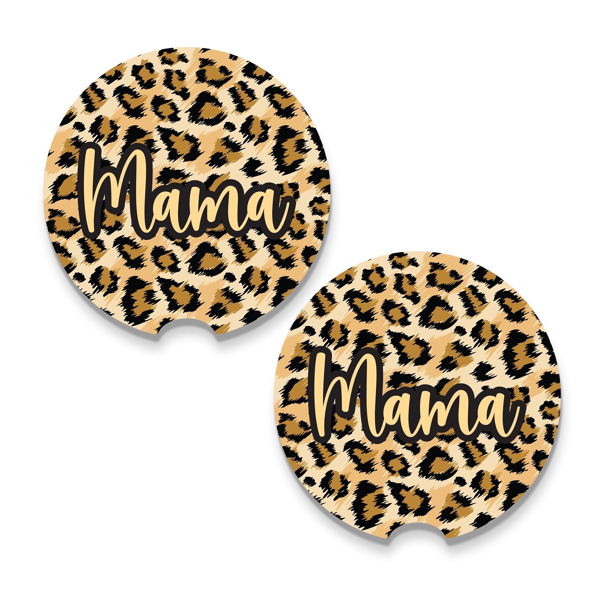 Animal Leopard Print Car Cup Holder Coaster, Personalized Car Cup Holder Coaster, Car Coasters, Leopard Ceramic Absorbent Car Coasters