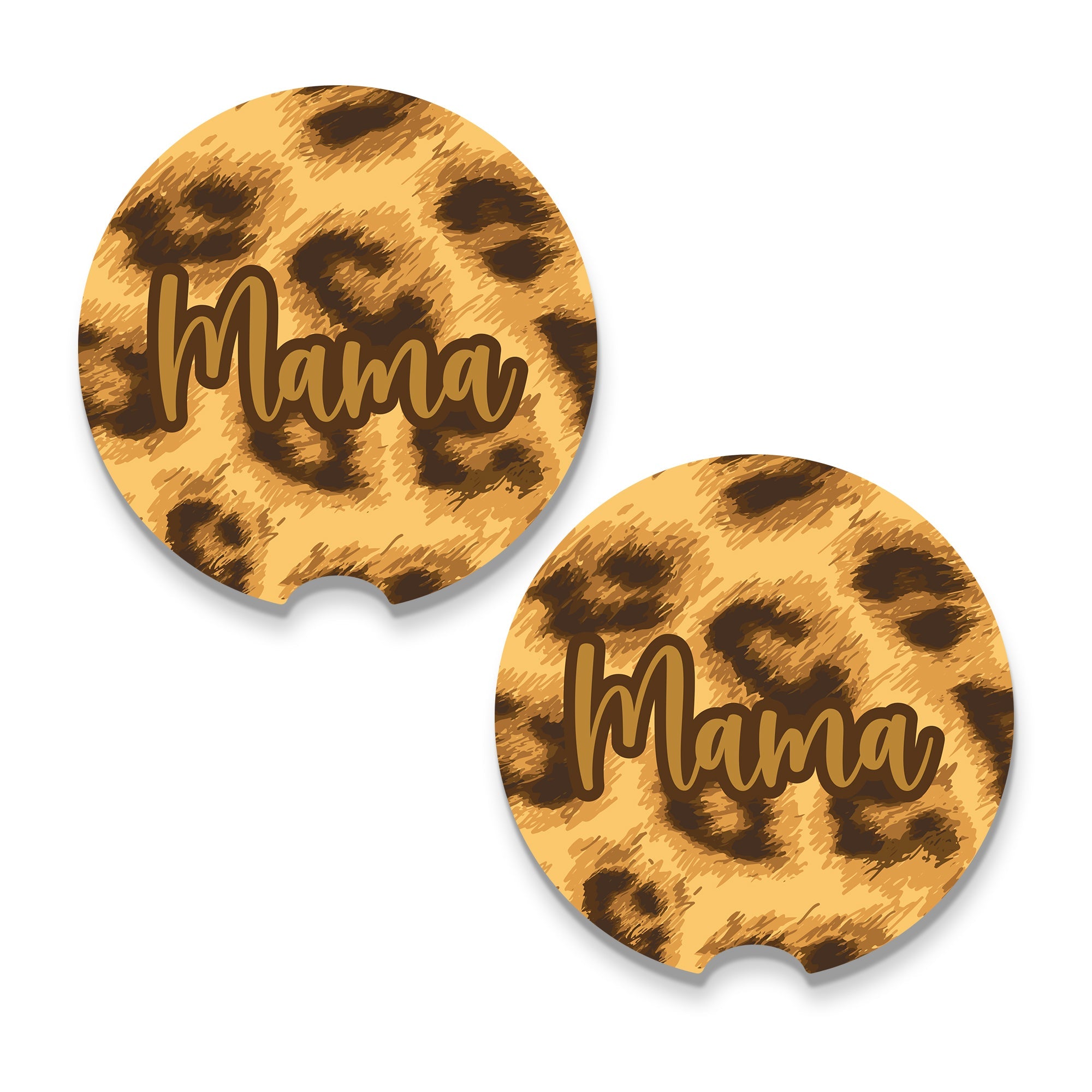 Animal Leopard Print Car Cup Holder Coaster, Personalized Car Cup Holder Coaster, Car Coasters, Leopard Ceramic Absorbent Car Coasters