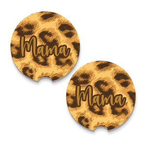 Animal Leopard Print Car Cup Holder Coaster, Personalized Car Cup Holder Coaster, Car Coasters, Leopard Ceramic Absorbent Car Coasters