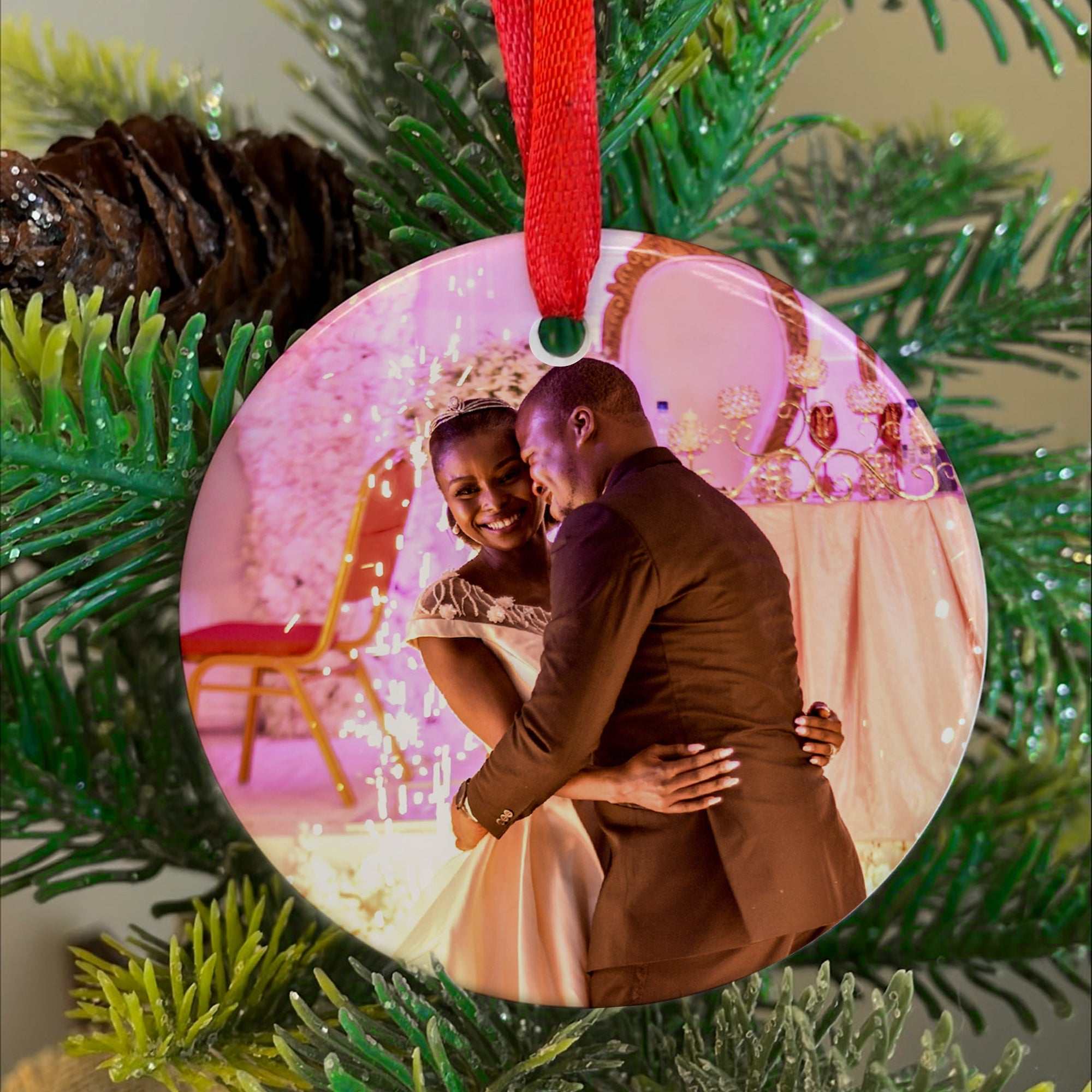 Customizable Christmas Ornaments- Photo ceramic Ornament- Photo ornaments- Christmas photo ornaments- unique holiday keepsakes- personalized gifts