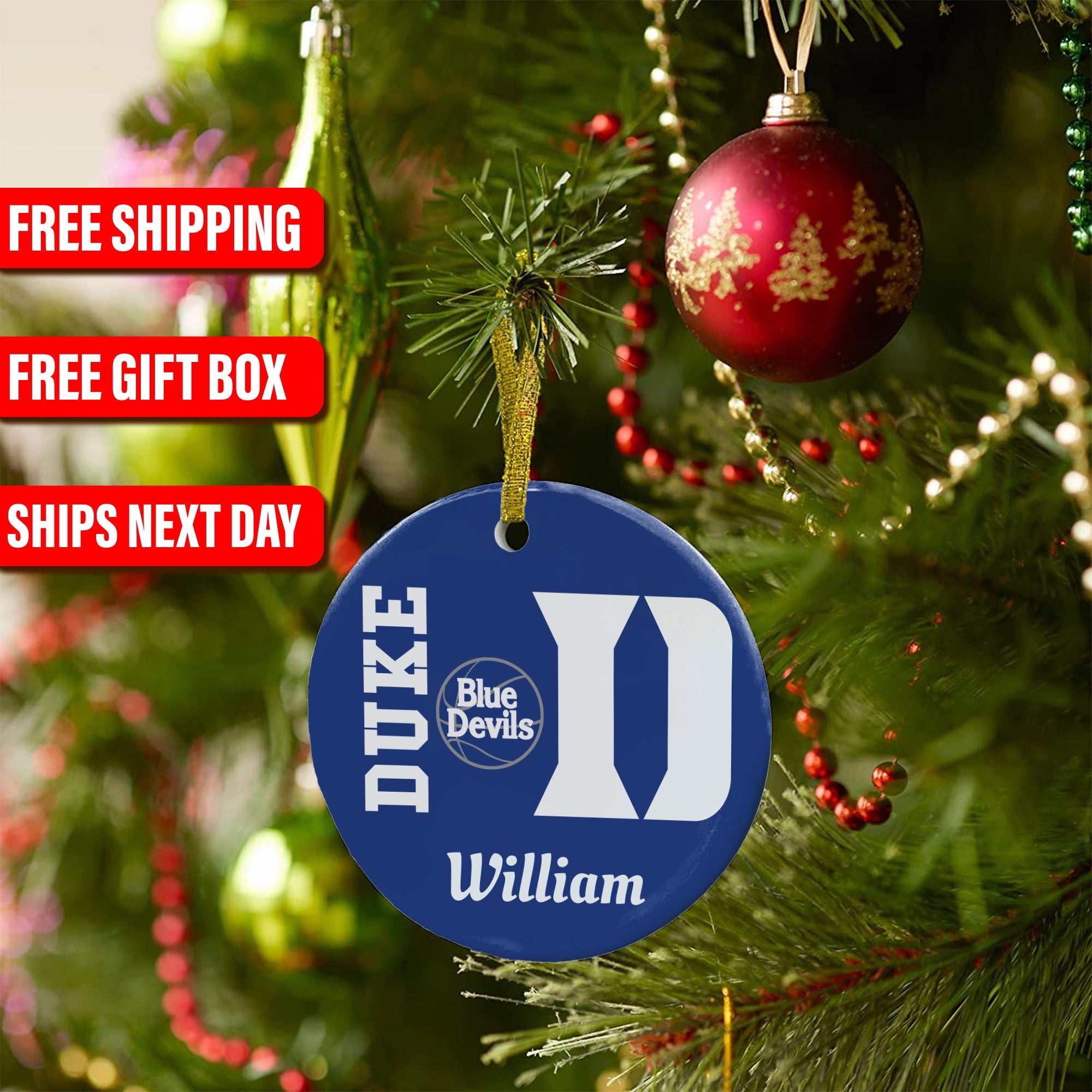 Custom Duke Ornaments, duke blue devils ornaments, Fathers Day Gift, ceramic ornament décor, Personalized gifts