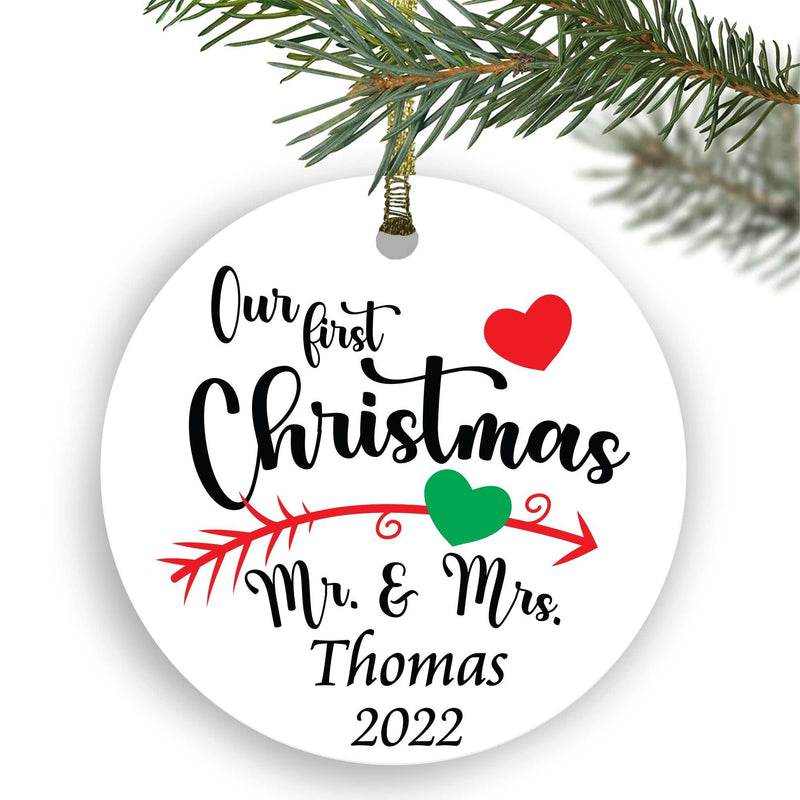 Our first Christmas ornaments, Christmas tree decor, First Christmas, personalized Christmas Ceramic Ornaments, Christmas keepsakes