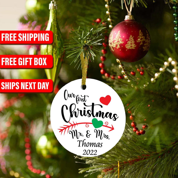 Our first Christmas ornaments, Christmas tree decor, First Christmas, personalized Christmas ornaments, Christmas keepsakes