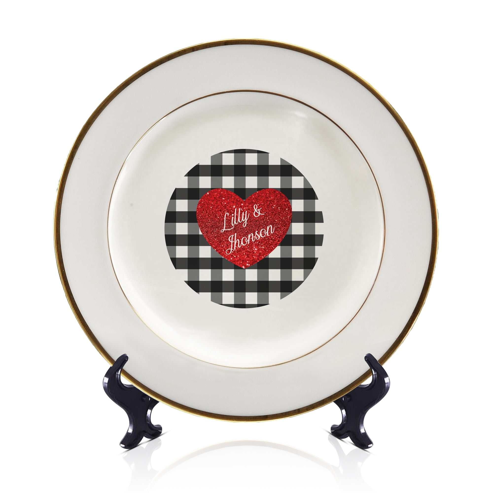 Custom Valentines Ceramic Plate, Personalized Plate With Heart Girlfriend Love Plate Engagement Gift