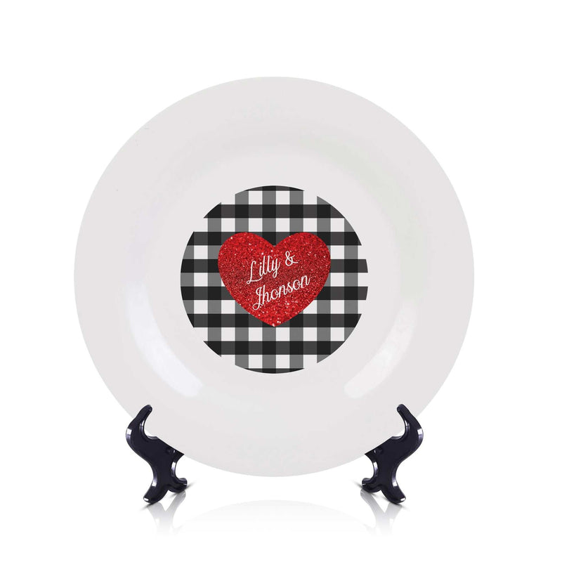 Custom Valentines Ceramic Plate, Personalized Plate With Heart Girlfriend Love Plate Engagement Gift