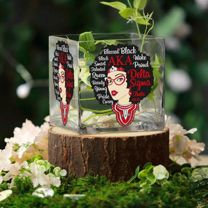 Personalized AKA Square Glass Vase - Custom Flower Vase with AKA- Personalized Gift for AKA Sisters - Stylish AKA Accessories