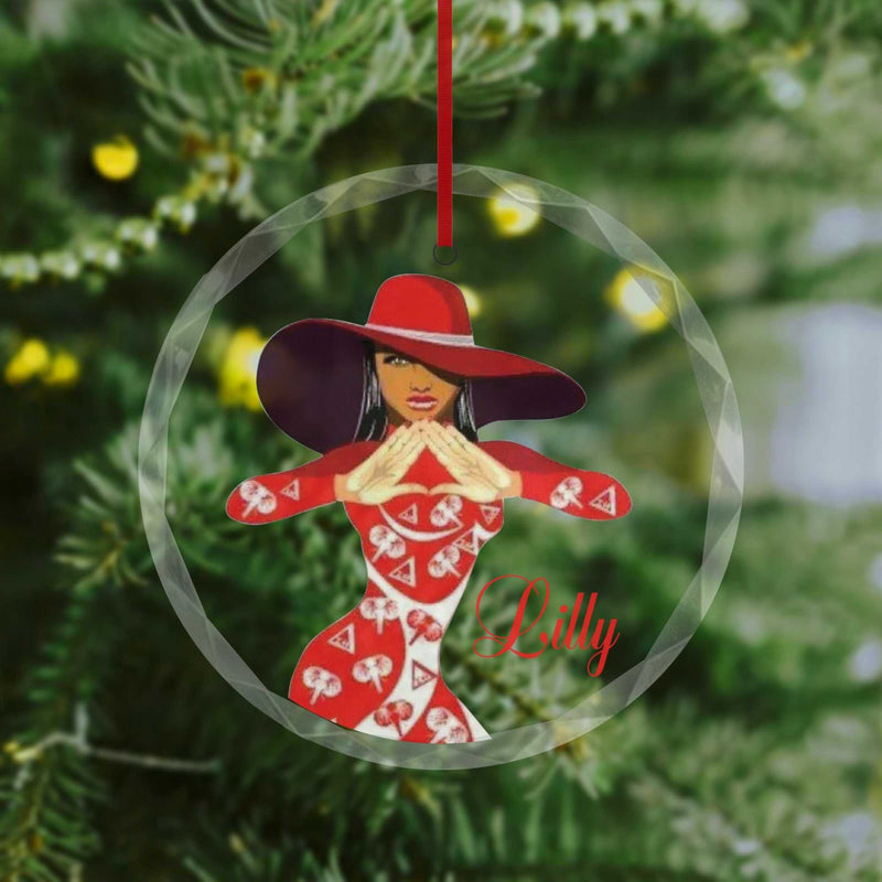 Delta Sigma Theta Sorority Ornaments, Black girl ornaments, Birthday Gift For Soror Sister, Personalized Soror Gift, Glass Ornaments