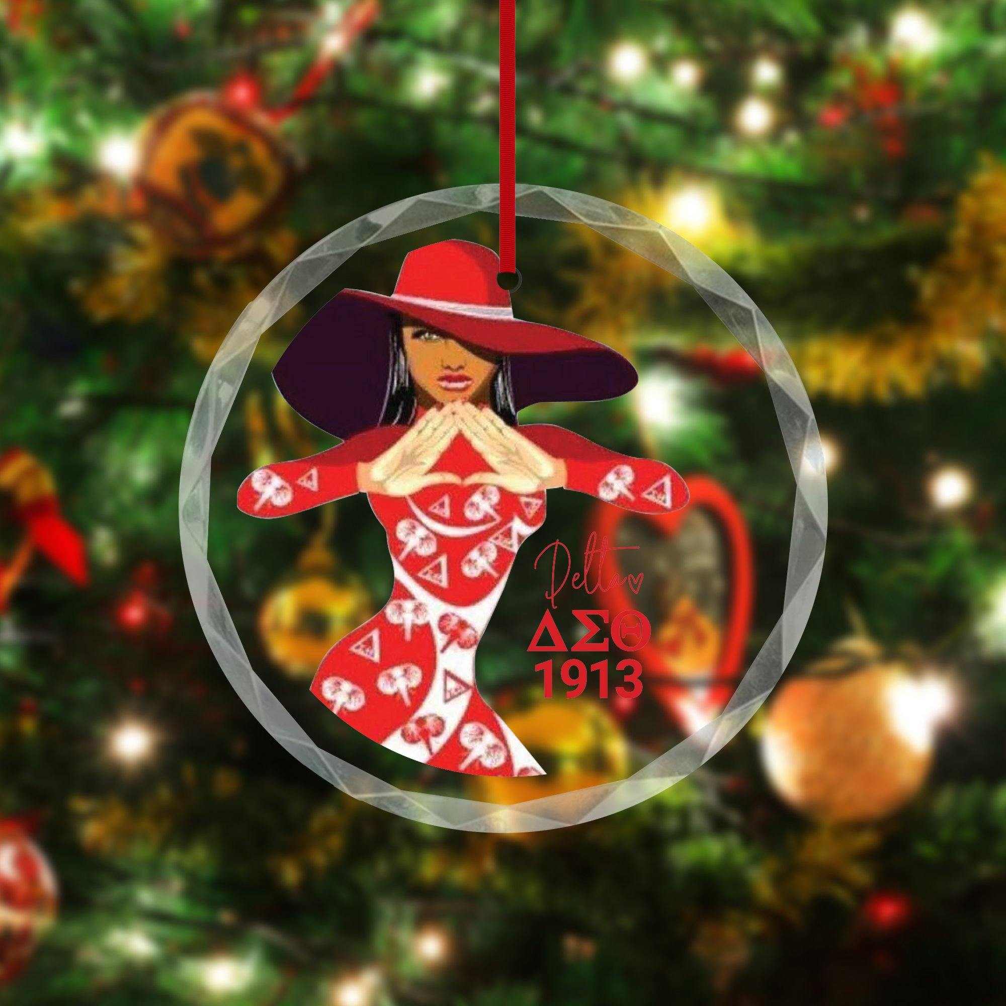 Delta Sigma Theta Sorority Glass Ornaments, Sorority Holiday Gift Accessories, Gifts For her