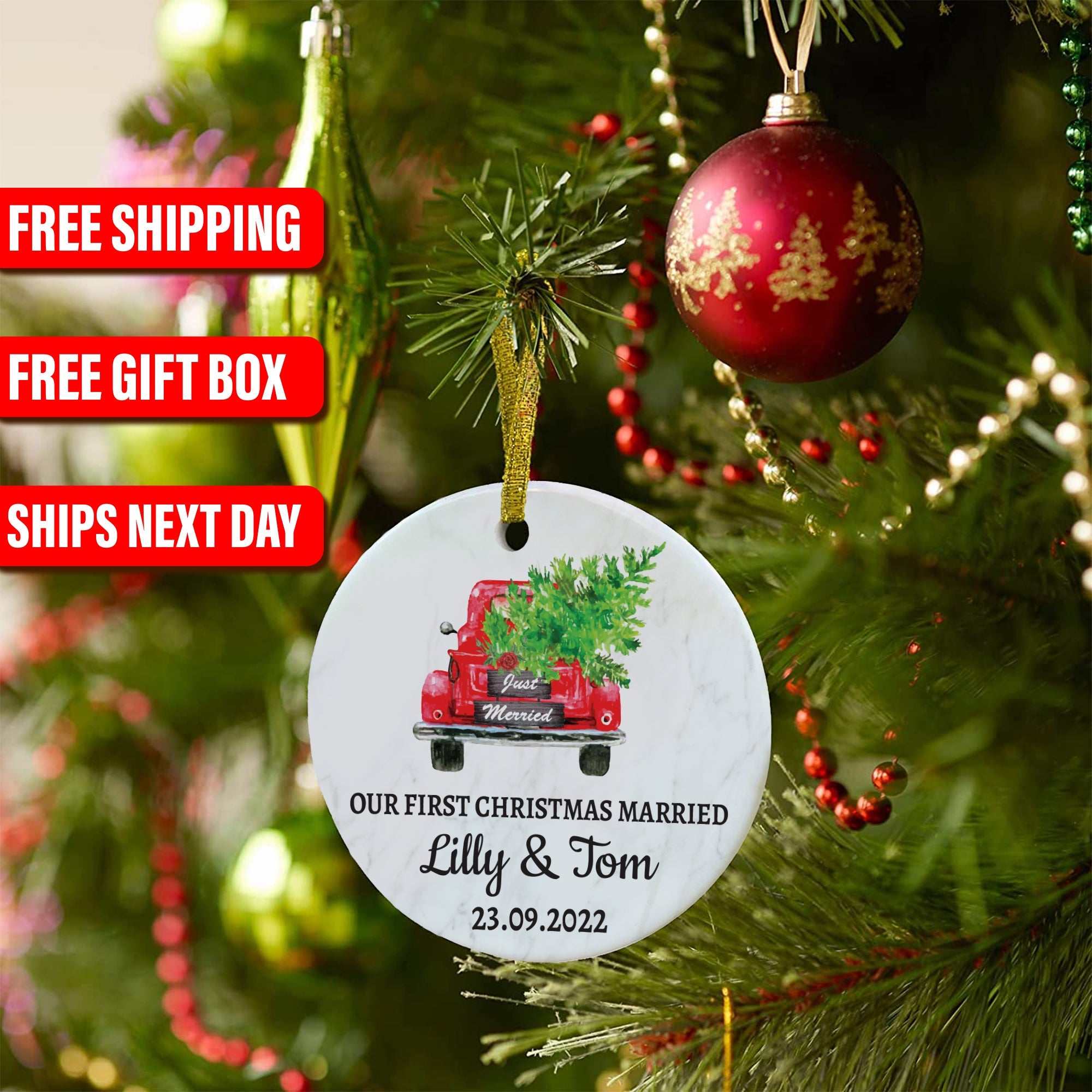 personalized Mr and Mrs ornament
