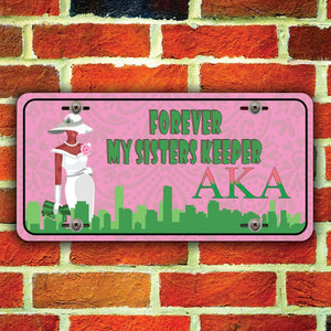 AKA Forever My Sister Keeper License Plate- Alpha Kappa Alpha- Personalized Car License Plate- Sign plate- Car Accessories