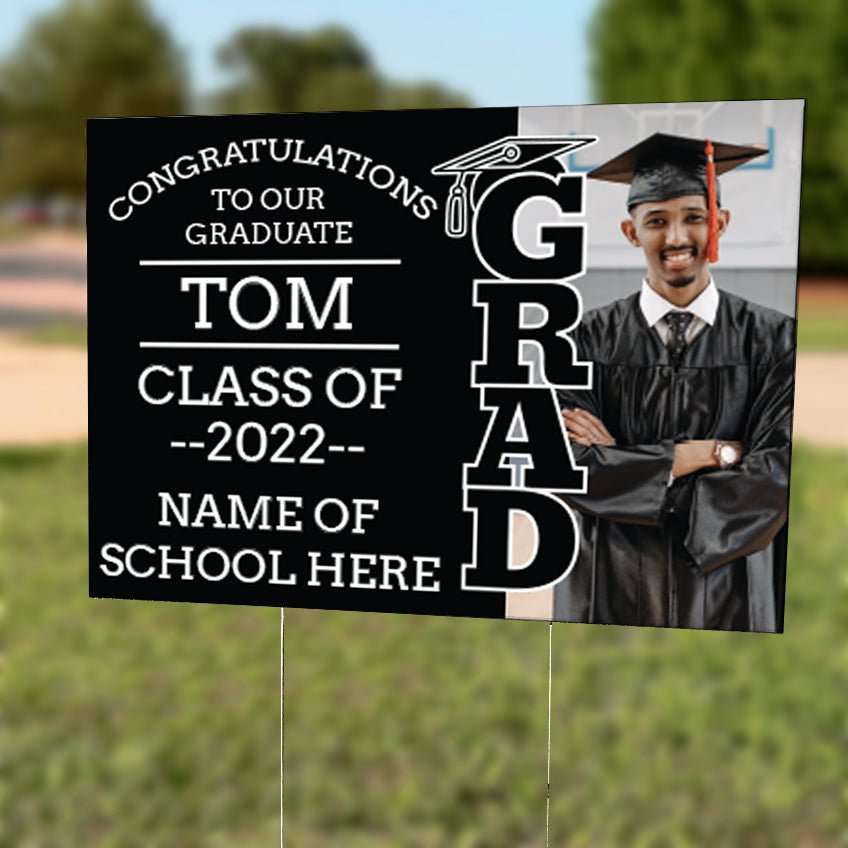 Graduation Yard Sign with H-Stake, Personalized Graduation Sign, Class of 2022 Sign, High School Graduation Facts Sign Graduation Party Sign 2022 Sign High School Graduation Facts Sign Graduation Party Sign