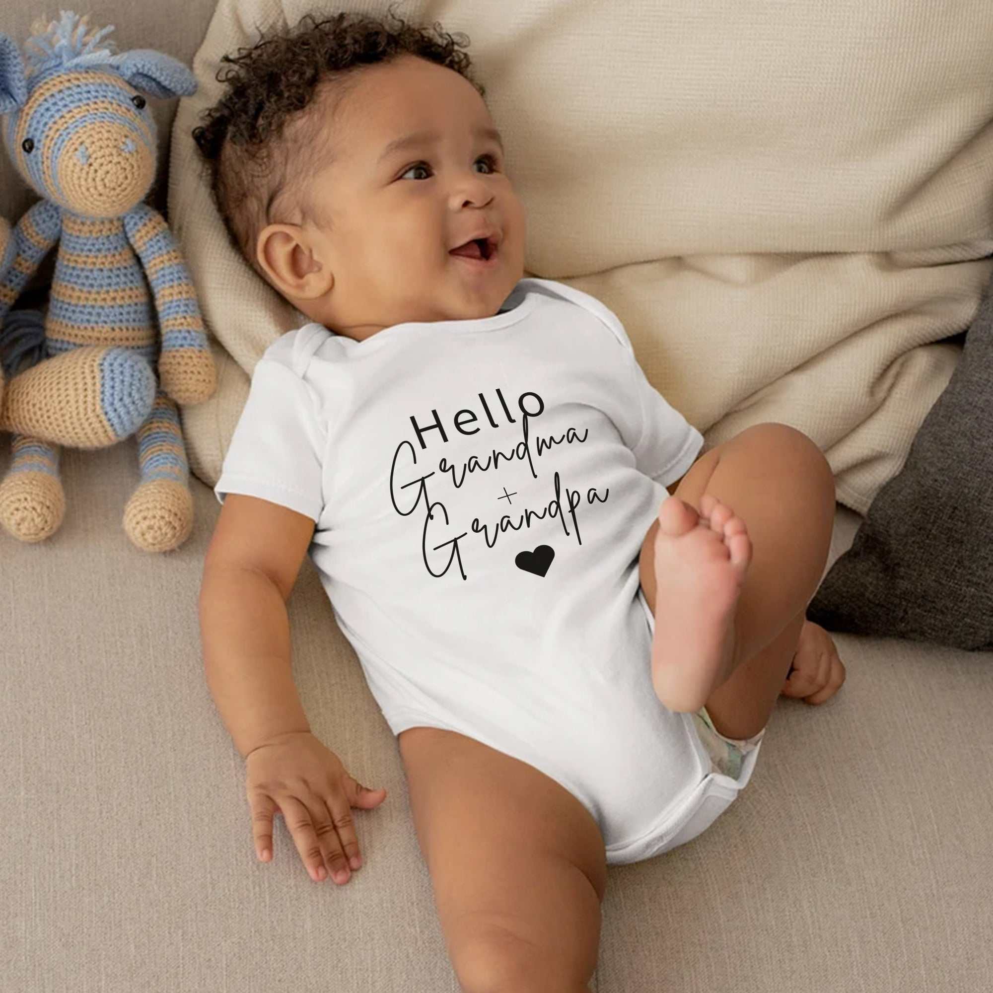 Hello Grandma and Grandpa Custom Baby Onesie® - Pregnancy Announcement Baby Onesie®, Baby Name Onesie®, Personalized Baby Girl Shirt