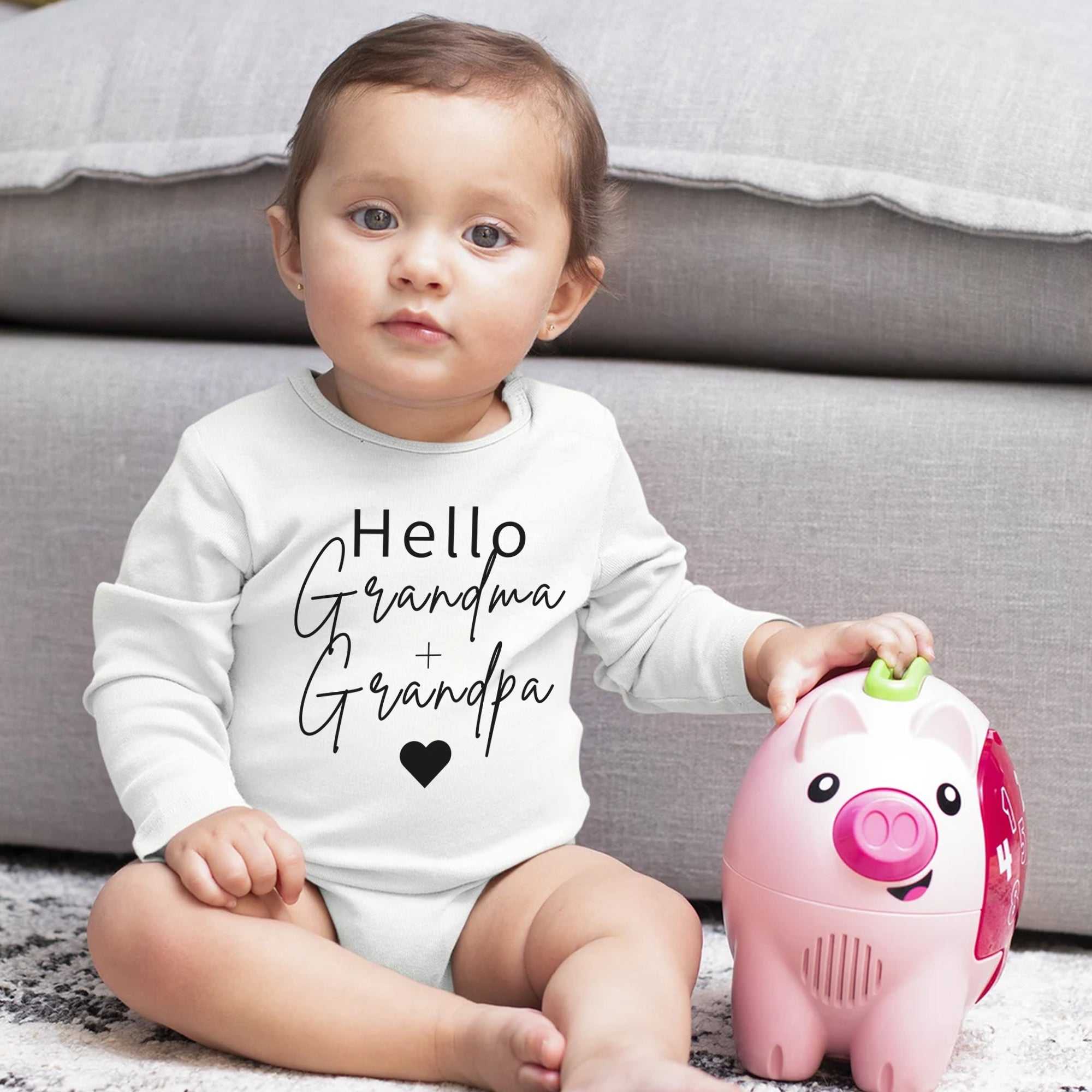 Hello Grandma and Grandpa Custom Baby Onesie® - Pregnancy Announcement Baby Onesie®, Baby Name Onesie®, Personalized Baby Girl Shirt